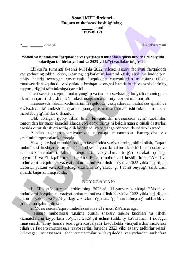 Aholi va hududlarni favqulodda vaziyatlardan muhofaza qilish
