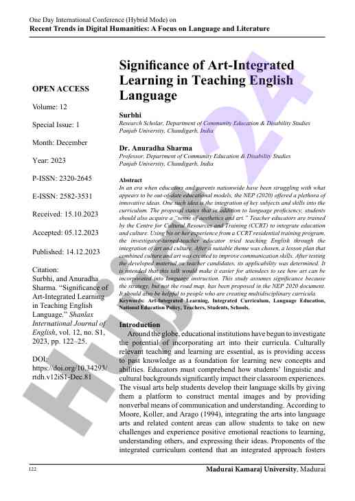 Significance of art-integrated learning in education