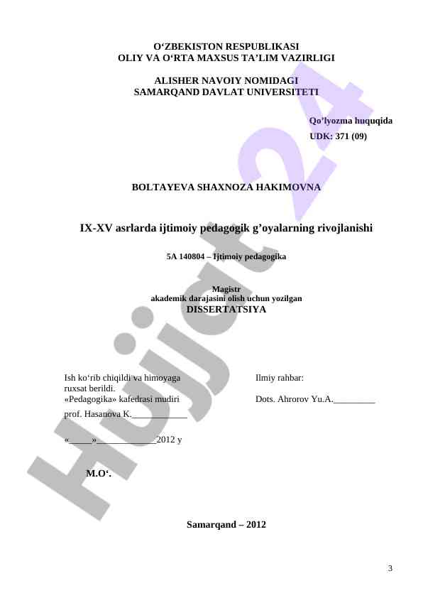Ijtimoiy pedagogik g'oyalarning rivojlanishi  ix-xv asrlarda