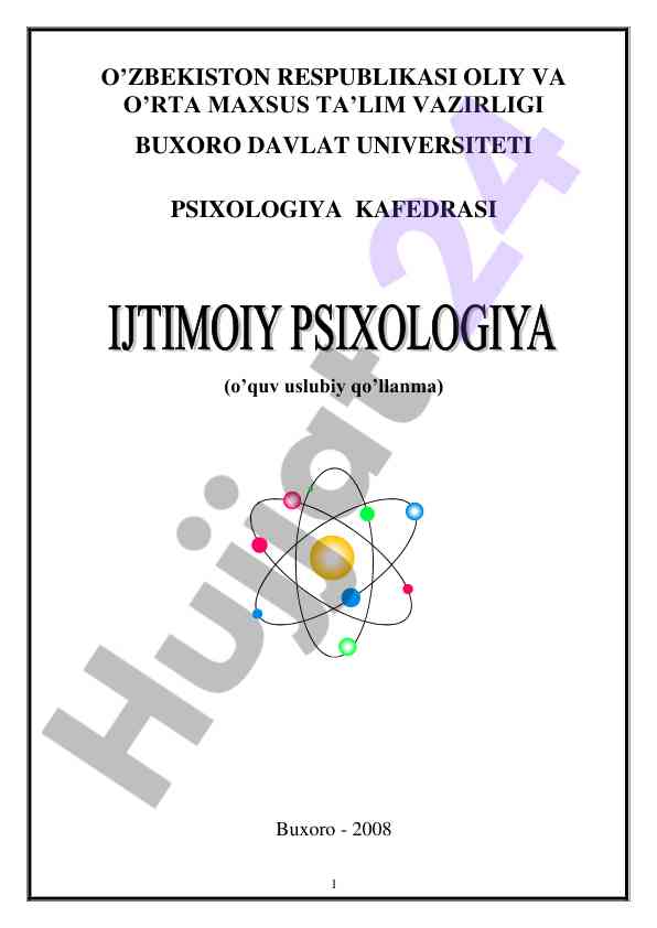 Ijtimoi psixologiya fanining predmet va vazifalari