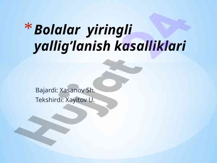 Yiringli yallig’lanish kasalliklari va furunkul tahlili