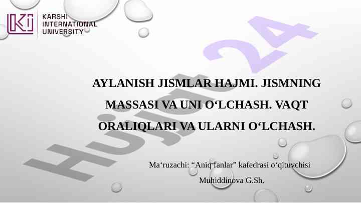 O'lchov birliklari va jismlar hajmi