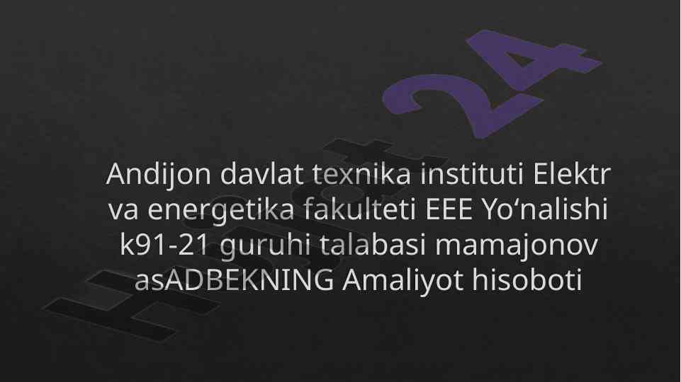 Amaliyot hisoboti: trim pres kdcp 100 tahlili