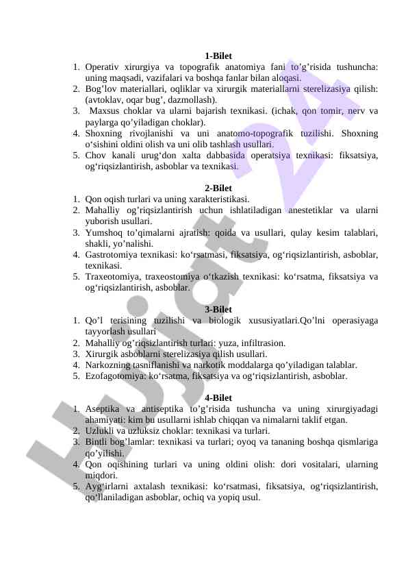 Operativ xirurgiya va topografik anatomiyaning asoslari