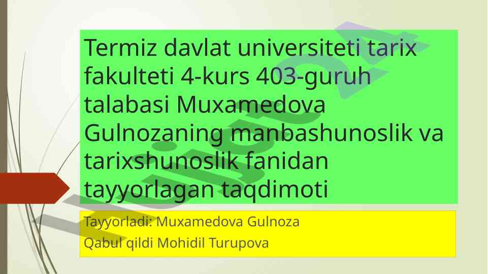 Mustaqillik yillarida tarix fanini rivojlanishi