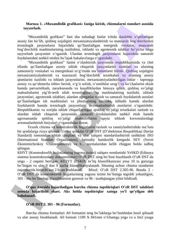 Muxandislik grafikasi fani boyicha o‘quv qo‘llanma