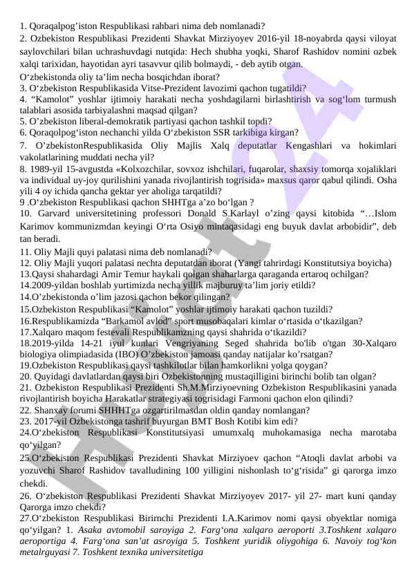 O‘zbekiston respublikasi siyosiy tarixi va ta’limi
