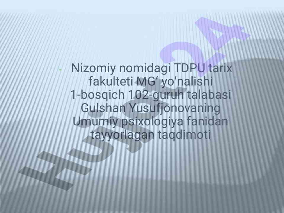 Diqqatning mohiyati va rivojlanishiga bag‘ishlangan taqdimot