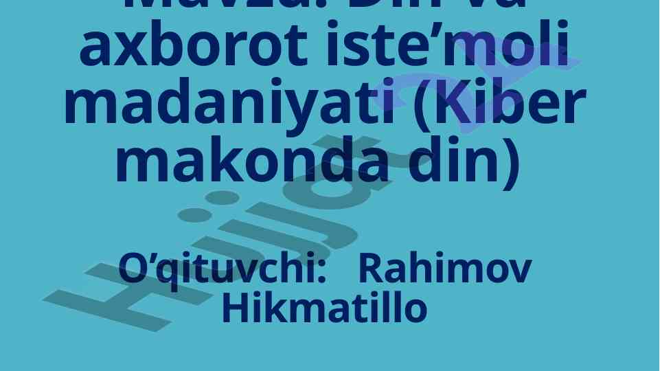 Axborot iste'moli madaniyati va kiberterrorizm