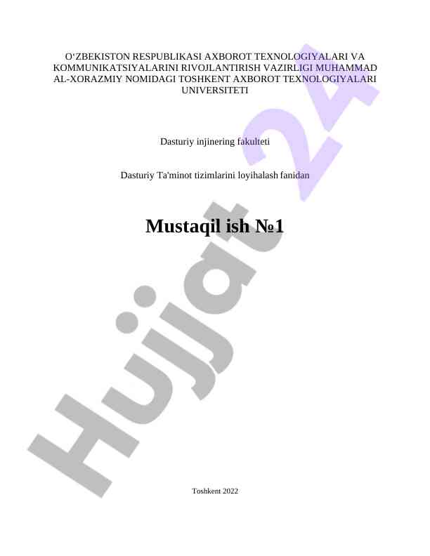 Dasturiy ta'minot tizimlarini loyihalash
