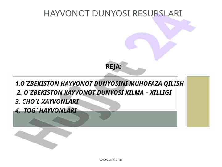 O‘zbekiston hayvonot dunyosini o‘rganish