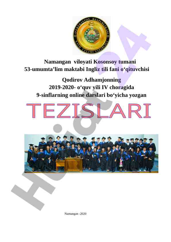Ingliz tili online darslari 9-sinflar uchun
