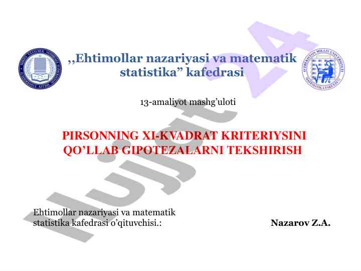 Ehtimollar nazariyasi va matematik statistika