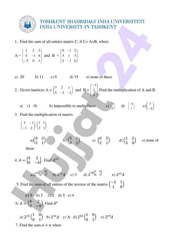 Matrix operations and determinant calculations