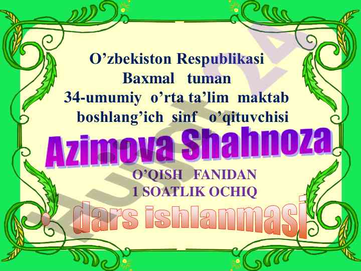 Ochiq dars rejasi: ijodiy fikrlashni rivojlantirish