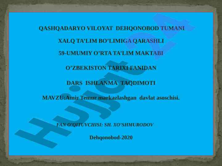 Amir temur markazlashgan davlat asoschisi taqdimoti