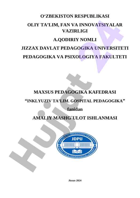 Inklyuziv ta'lim o‘quv mashg‘uloti ishlanmasi