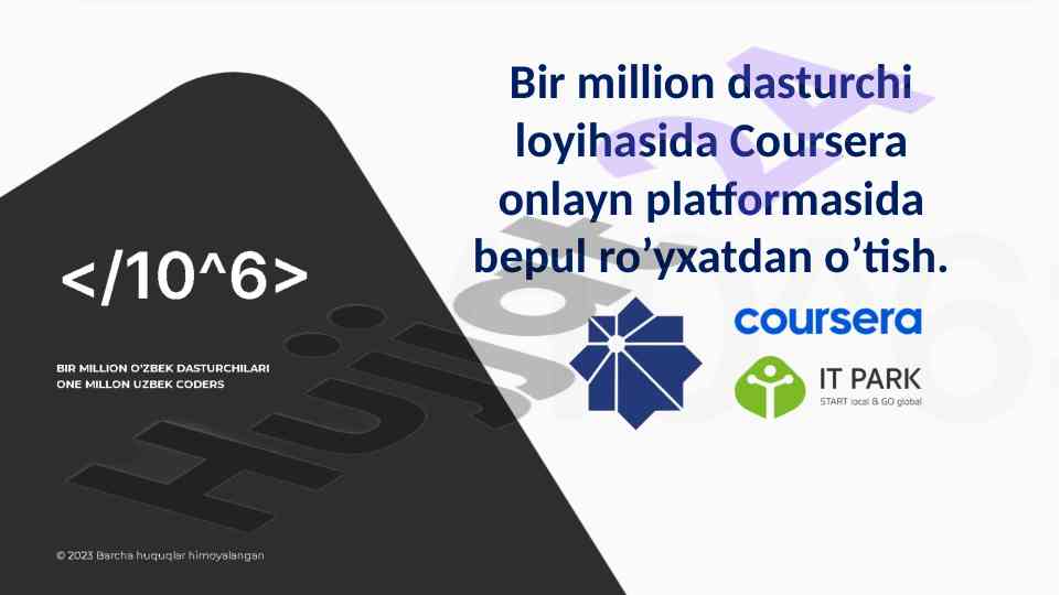 Coursera onlayn platformasida bepul ro’yxatdan o’tish