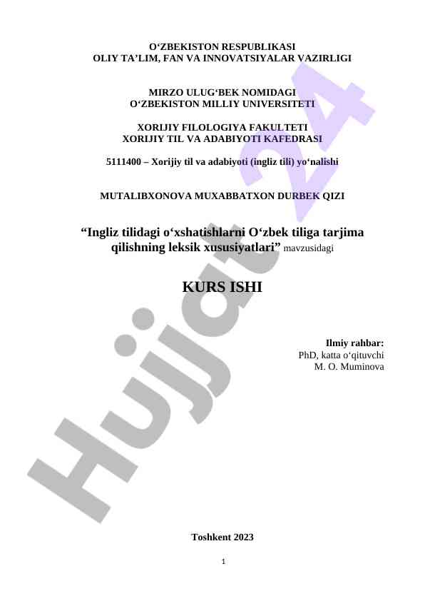Ingliz tilidagi o‘xshatishlarni o‘zbek tiliga tarjima