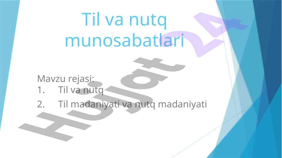Til va nutq munosabatlari mavzu rejasi