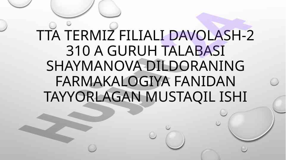 Adrinoblakatorlar bo‘yicha mustaqil ish
