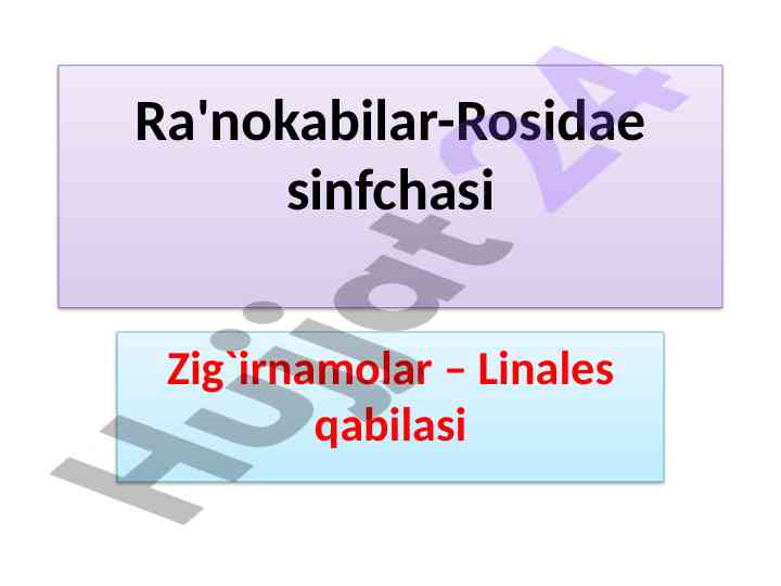 Zig'irnamolar linales qabilasining xususiyatlari