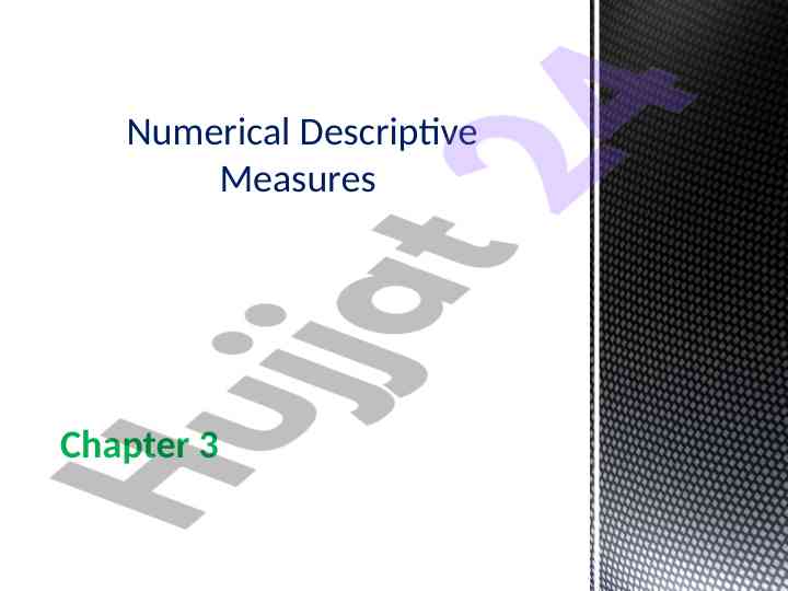 Numerical descriptive measures: group vs ungrouped data