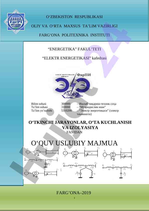 Elektr energetikasi ta'lim uslubiy majmualari