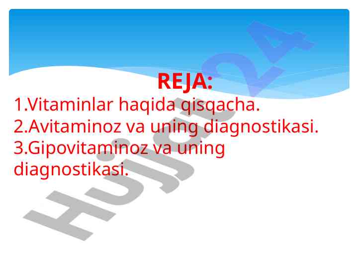 Avitaminoz va gipovitaminoz diagnostikasi