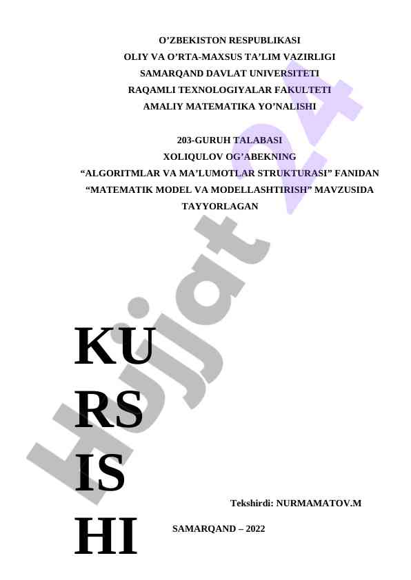 Matematik model va modellashtirish bo‘yicha tadqiqot