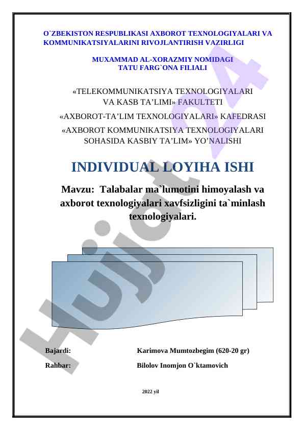Axborot texnologiyalari va xavfsizlik e'tibori