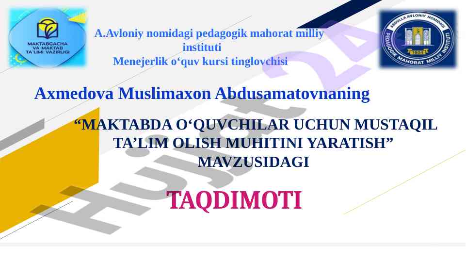 Maktabda o'quvchilar uchun mustaqil ta'lim muhitini yaratish