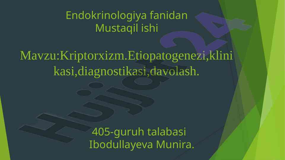Kriptorxizm: etiopatogenezi va davolash tadqiqoti