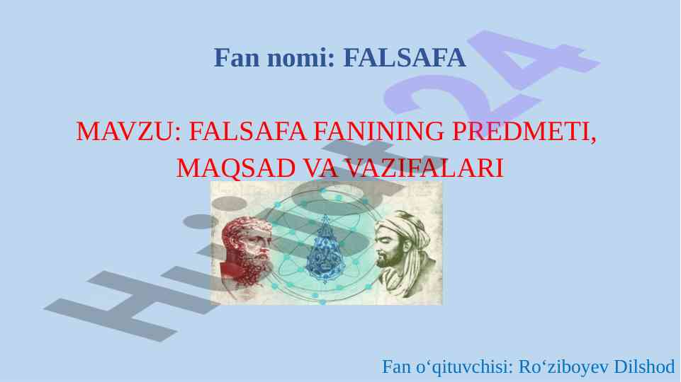 Falsafa fanining predmeti va maqsadi