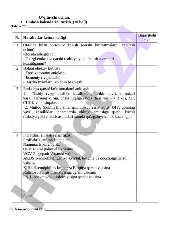 Emlash kalendarini tuzish bo‘yicha malakali dars