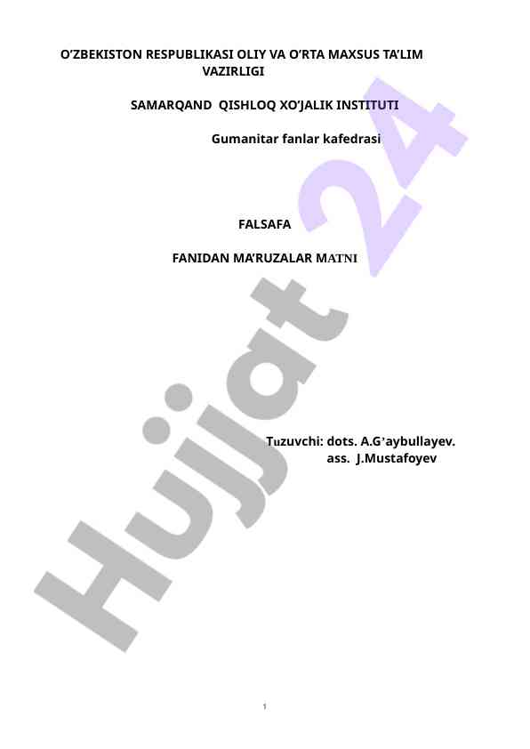 Falsafaning predmeti va asosiy mavzulari