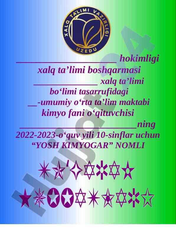 Yosh kimyogar to‘garak a‘zolari haqida ma’lumot
