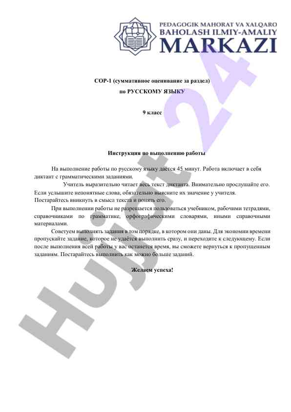Instruction po vypolneniyu raboty po russkomu yazyku