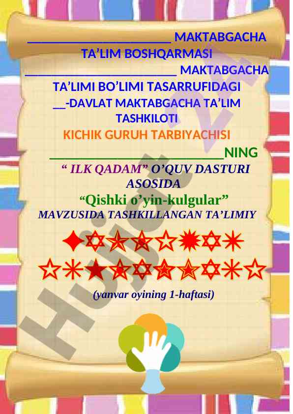 Qishki o’yin-kulgular mavzusida ta’limiy dastur