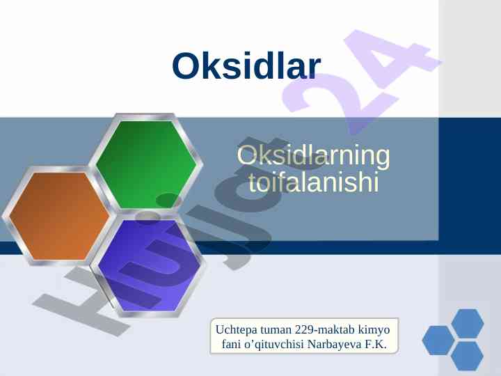 Oksidlar tafsilotlari va toifalanishi