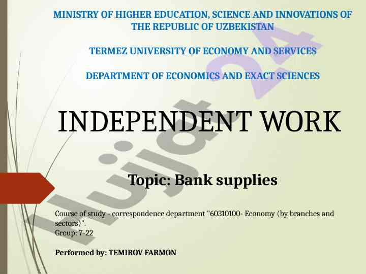 Bank supplies in economic education and services