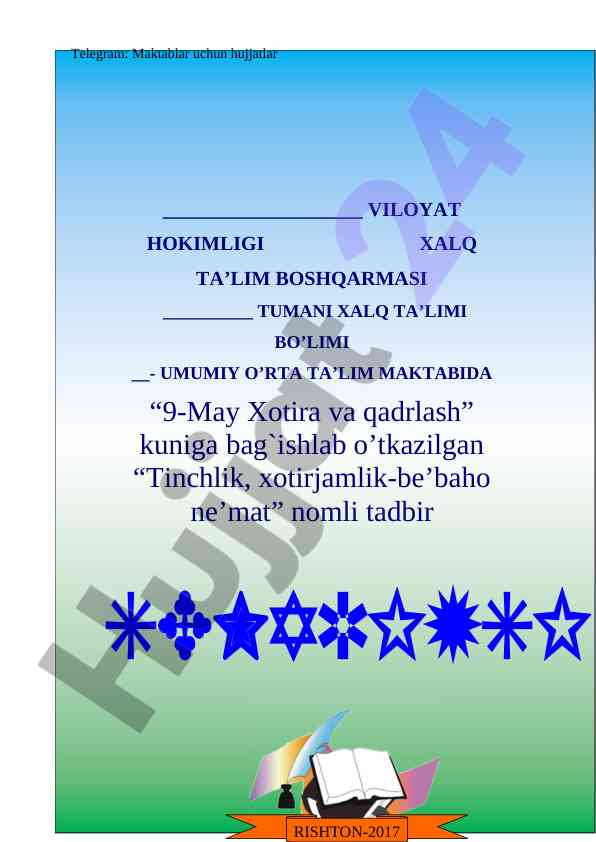 Tinchlik ta'limida be'baho ne'mat mavzusidagi tadbir