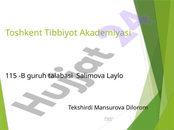 Burun bo'shlig'i va o'pka tashkiloti haqida ma'lumotlar