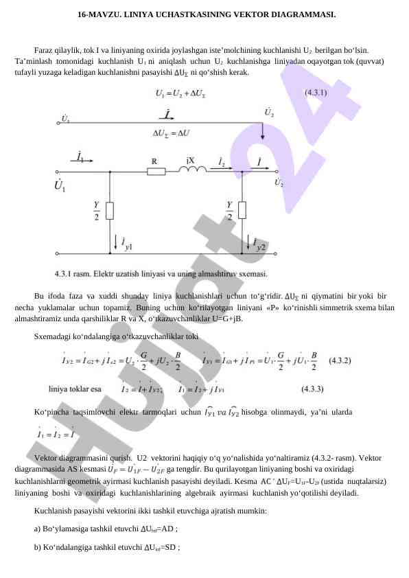 Vektor diagrammasi va kuchlanish pasayishi