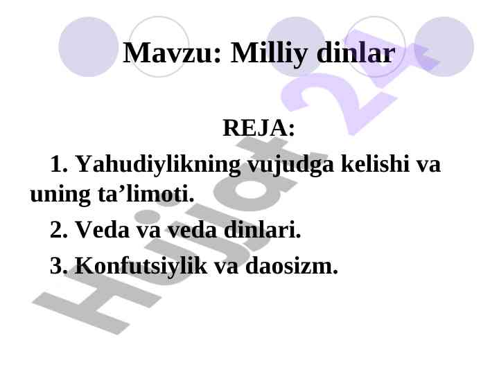 Milliy dinlar va ularning ta’limoti
