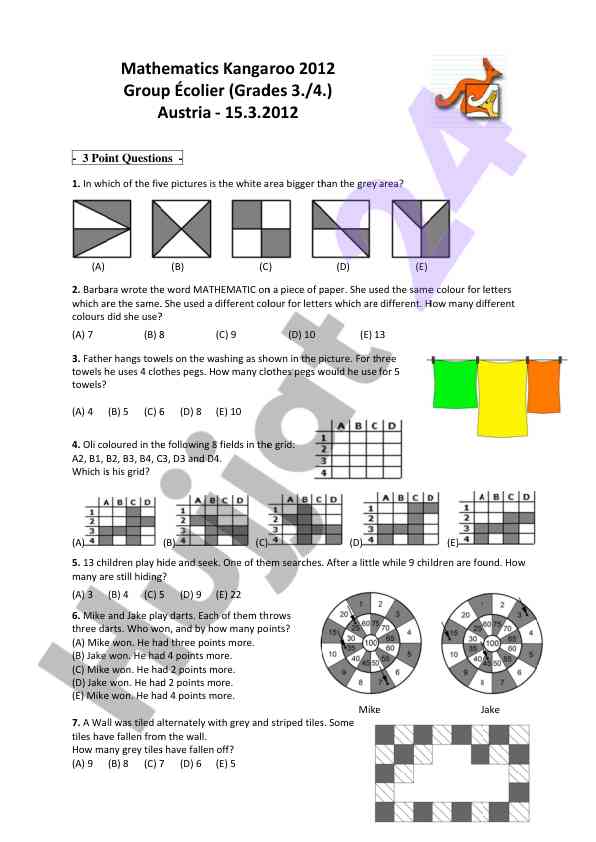 Mathematics test questions and answers