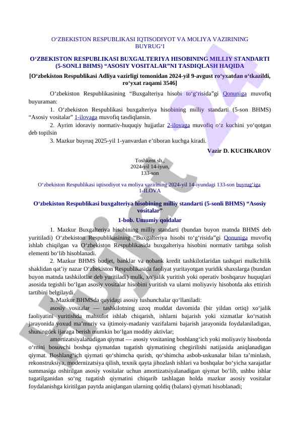 O‘zbekiston respublikasi buxgalteriya hisobi standarti