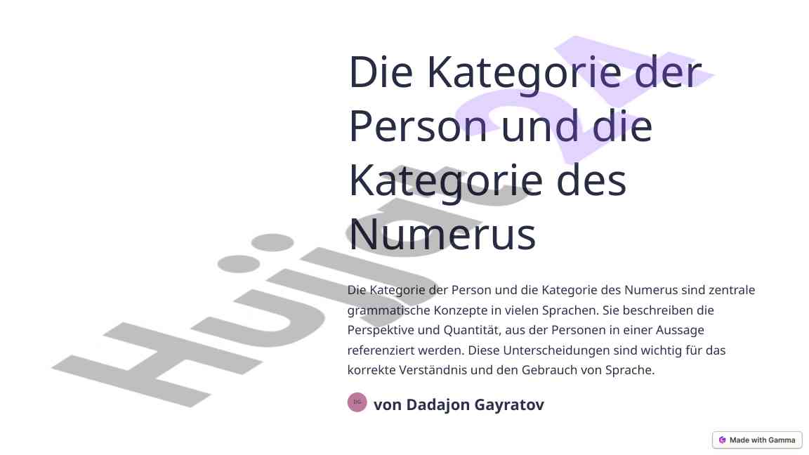 Kategoriyalar: person und numerus in der grammatik