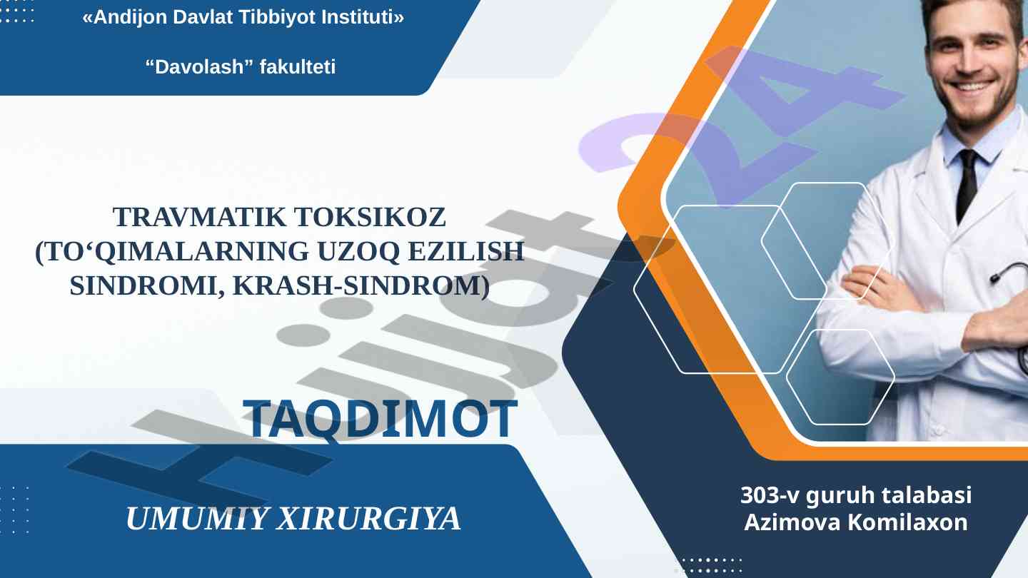 Travmatik toksikoz: klinikasi va davolash