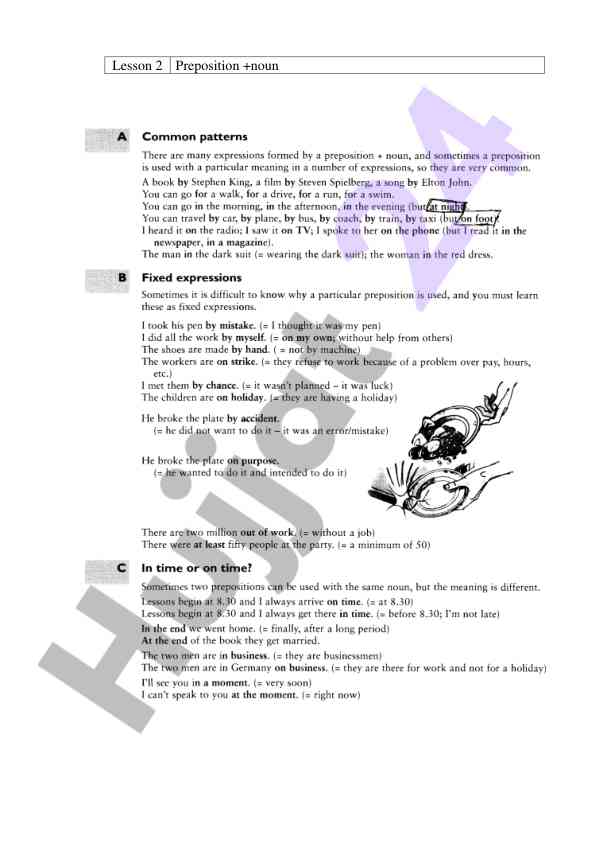 Lesson 2 preposition and noun usage